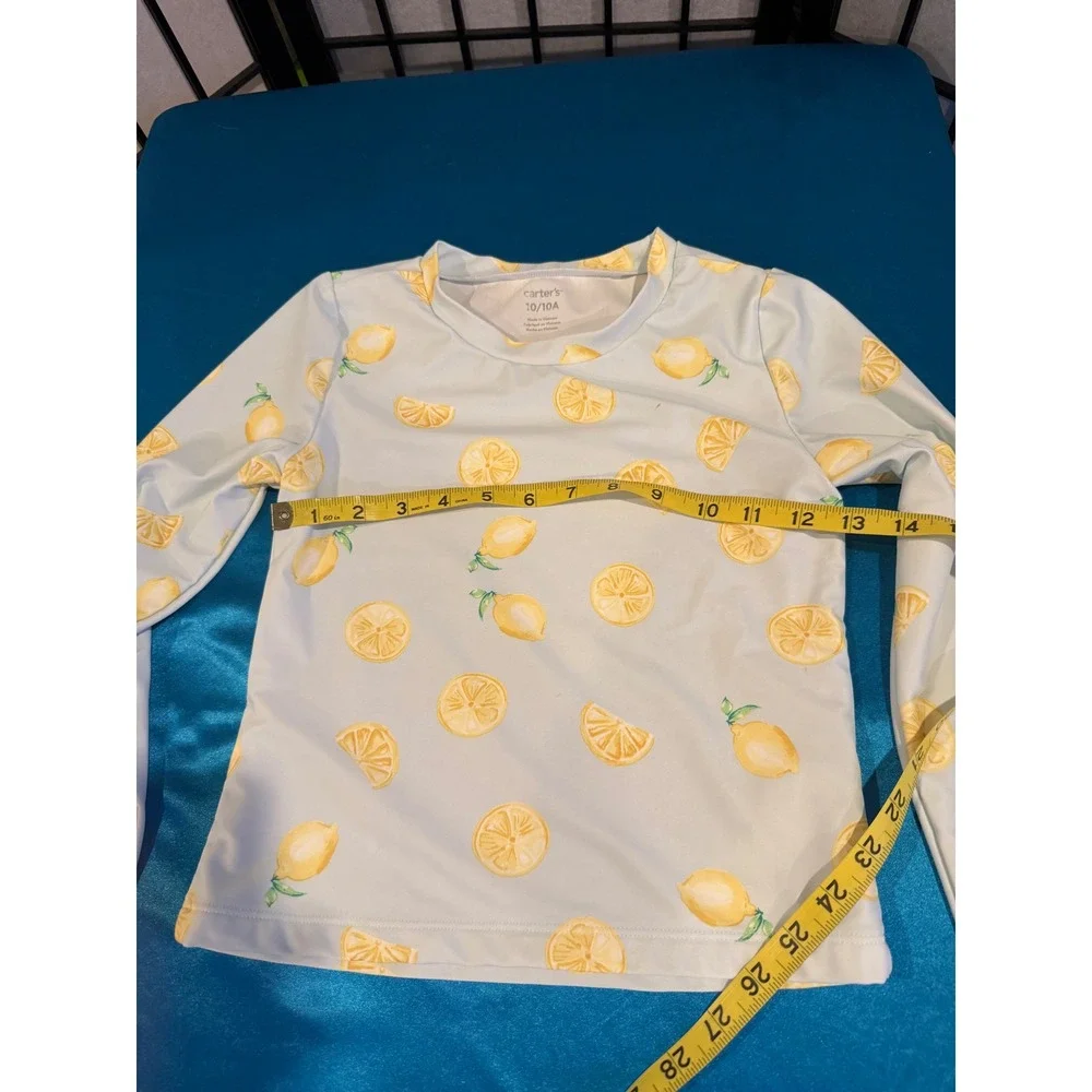 Carter's Girls Lemon Print Rash Guard Swim Shirt Size 10/10A